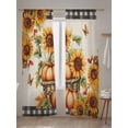 thumbnail image 5 of Sunflower Autumn Sheer Curtains 84 inches Long, Fall Butterfly Linen Plaid Thanksgiving Light Filtering Sheer Window Curtains Rod Pocket Voile Drapes for Bedroom Living Room, 52"W x 84"L 2 Panels, 5 of 7