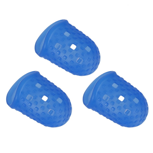 KAKOWELY 3 Pcs Finger Tips Protection Non-slip Anti-scalding Fingertip Grips Finger Tip Protector for Counting Collating and Sorting or Guitar Players (Dark Blue, Size M),1.1"X0.79"X0.59"