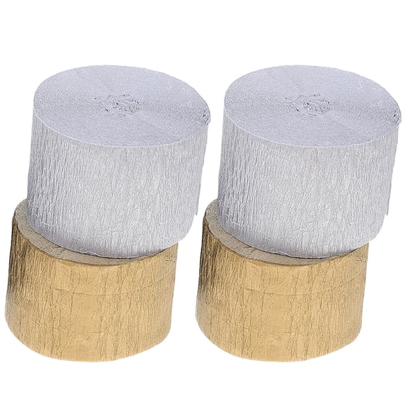 Milisten 4 Rolls Decorative Paper Streamers for Event Planners Silver Gold Themed Color Parties 2500x4.5cm