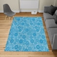 thumbnail image 2 of Geometric Turkish Area Rug, Different Sized Circles and Rounds Simple Style Graphic Print Shabby Home, Soft Carpet for Living Room Decor with Distressed Look, 2.6' x 5', Dark Turquoise, by Ambesonne, 2 of 4