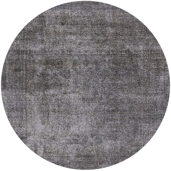 Ahgly Company Machine Washable Indoor Round Industrial Modern Gunmetal Gray Area Rugs, 3' Round