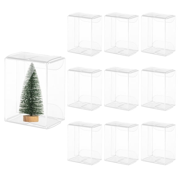 Uxcell 10 Pcs Clear Gift Box,1.6"x1.2"x2.2" Plastic Packing Box for Candy Cookies