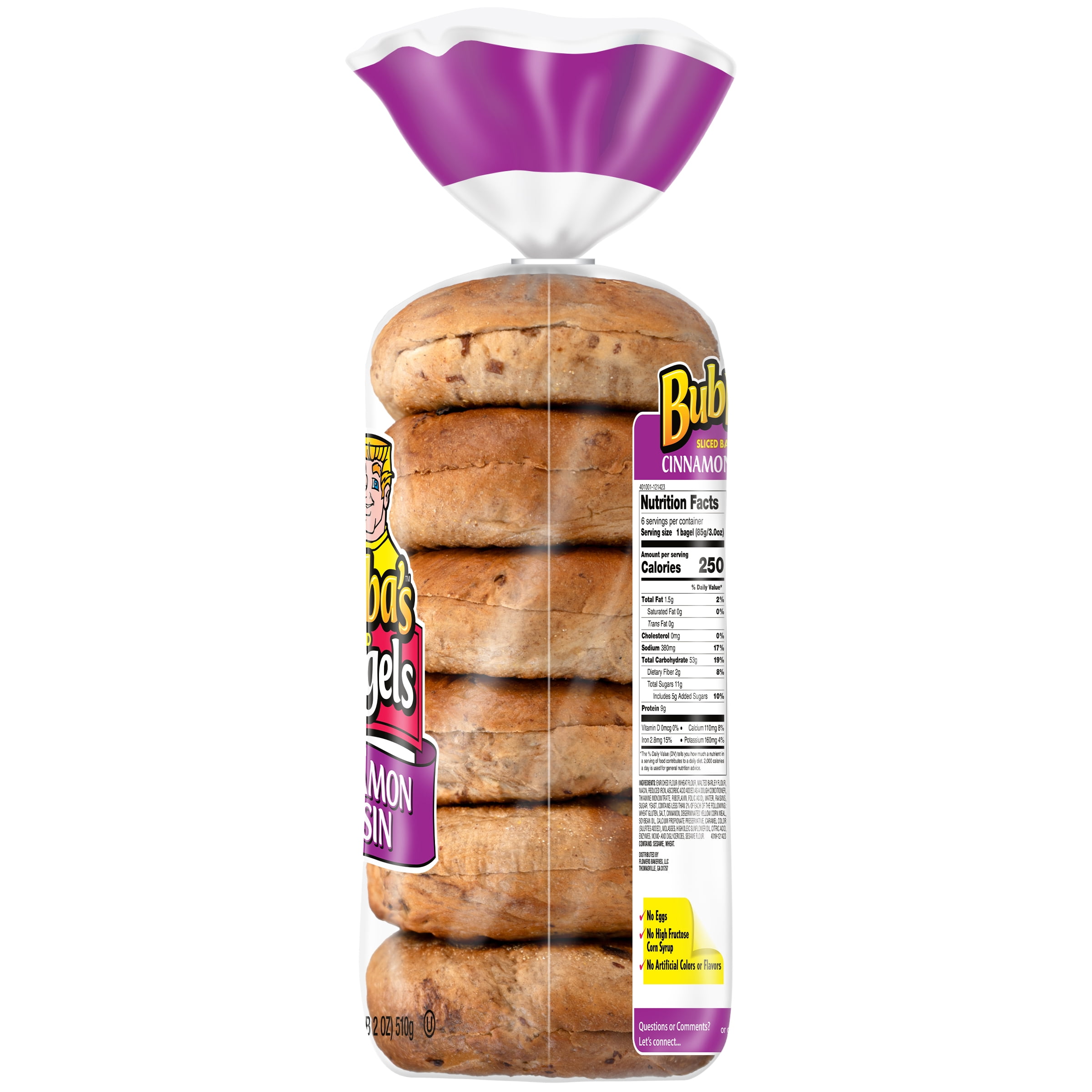 Bubba's Cinnamon Raisin Bagel, 18 Oz, 6 Count