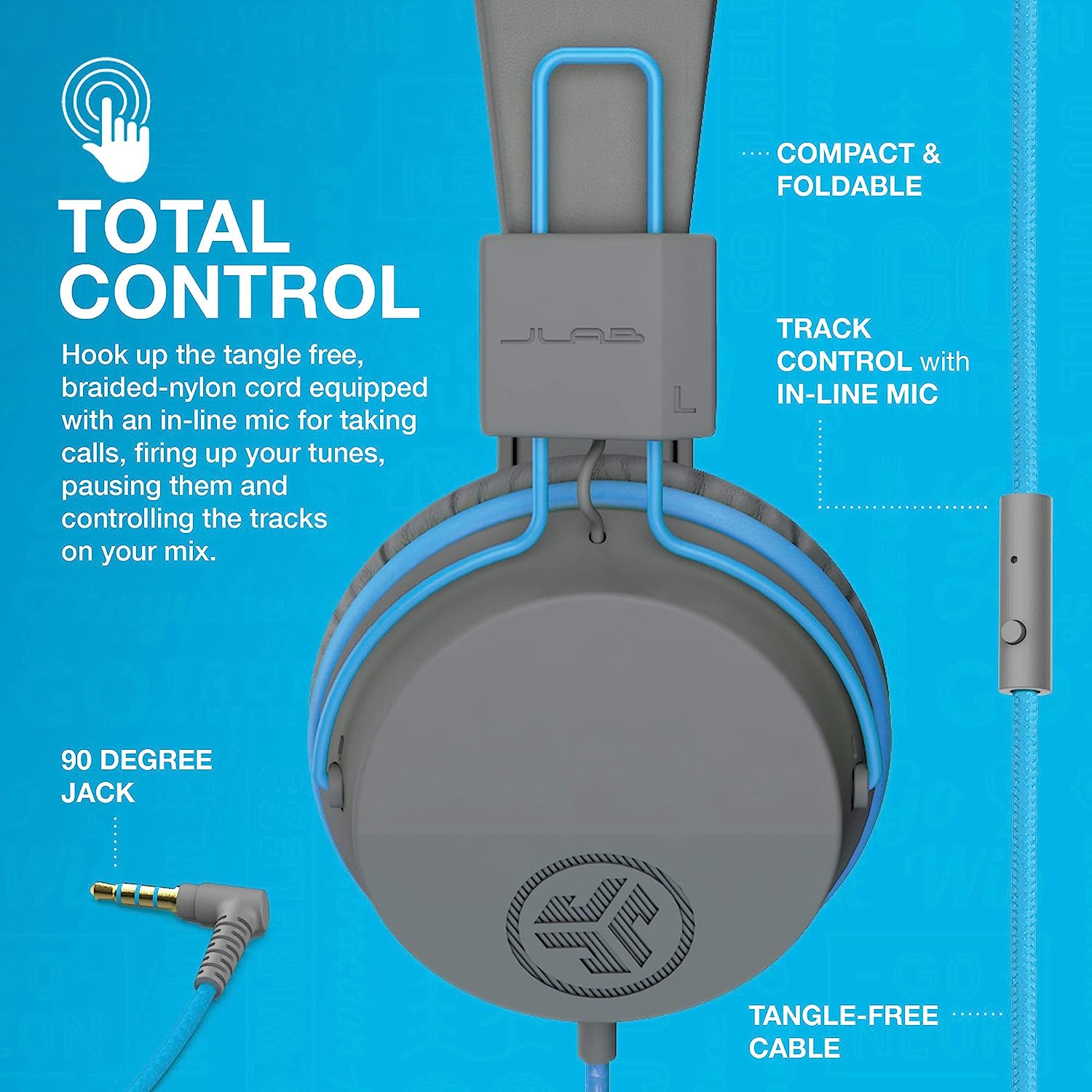 JLab JBuddies Studio On-Ear Kids Headphones, Grey/Blue photo 5