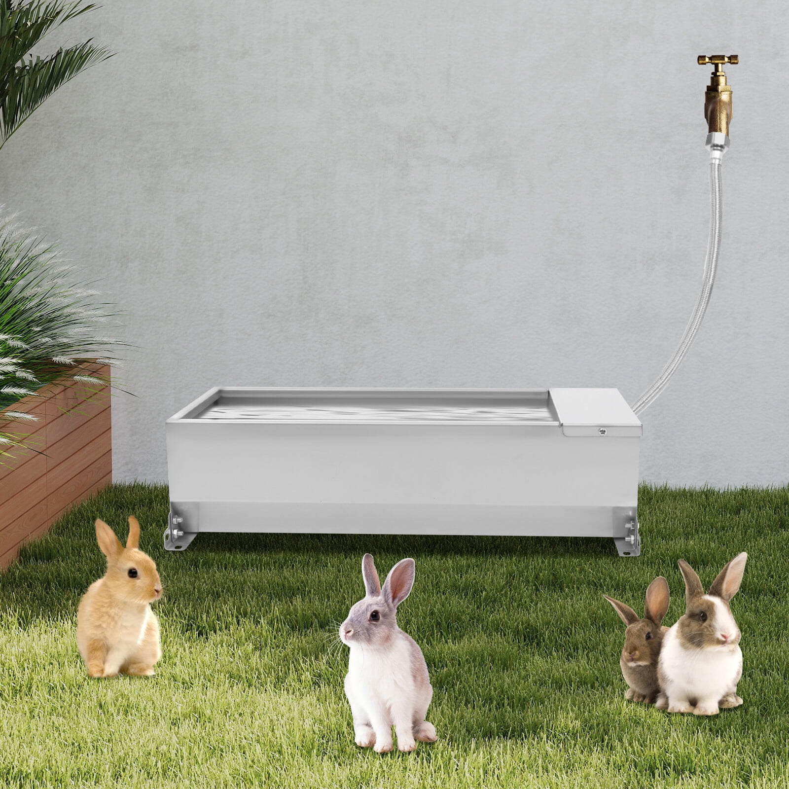 50*21*13.5cm 7.5L Stainless Steel Animal Drinking Water Bowl with Float Valve Automatic Livestock Water Tank