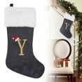 thumbnail image 2 of WMGHA Christmas Stocking with White Plush Velvet Black Fabric Letter Design Christmas Ornament Cute Hanging Decoration for Xmas Tree Festive Bag for Holiday Gift, 2 of 9