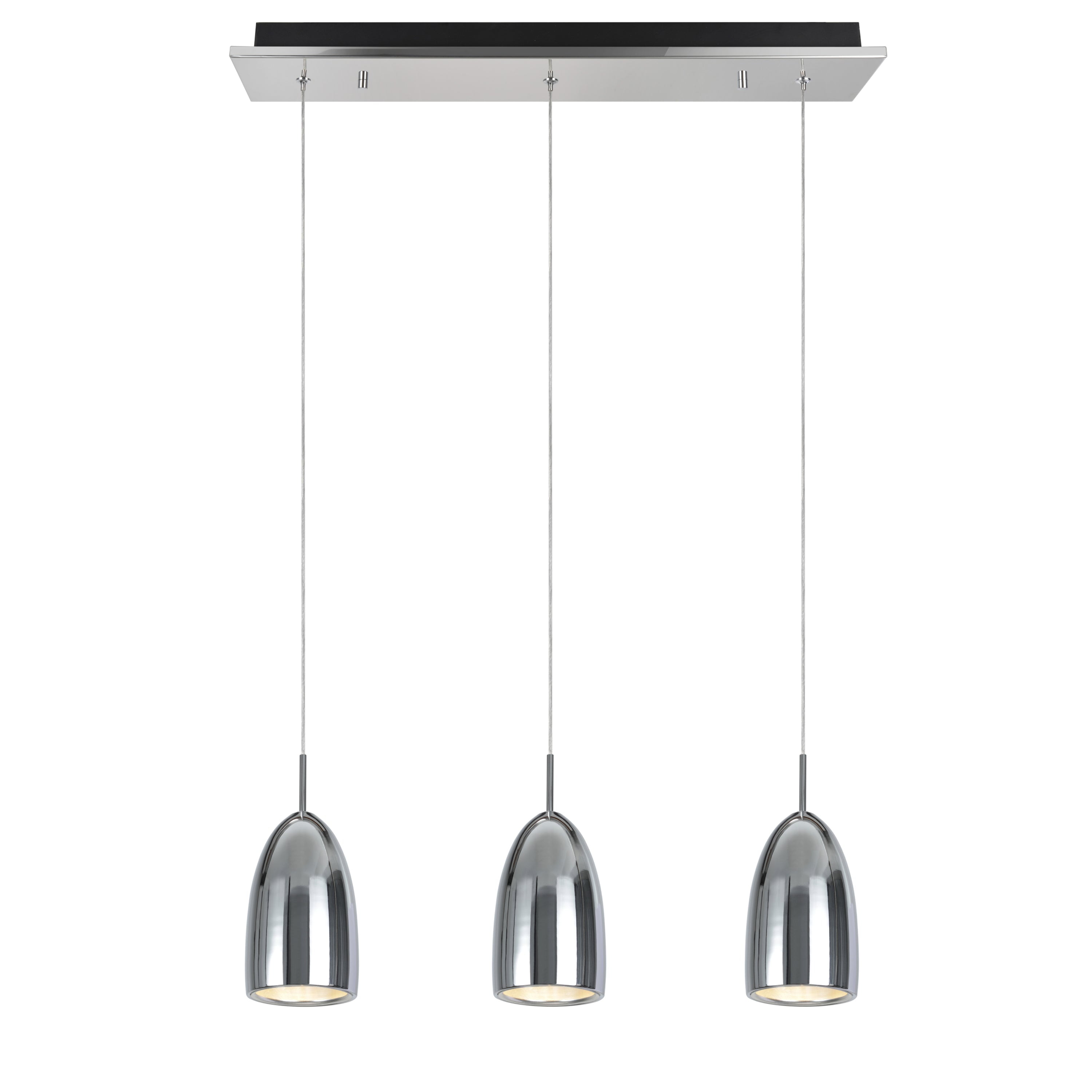 Chrome Crystal 3-Light LED Kitchen Island Pendant