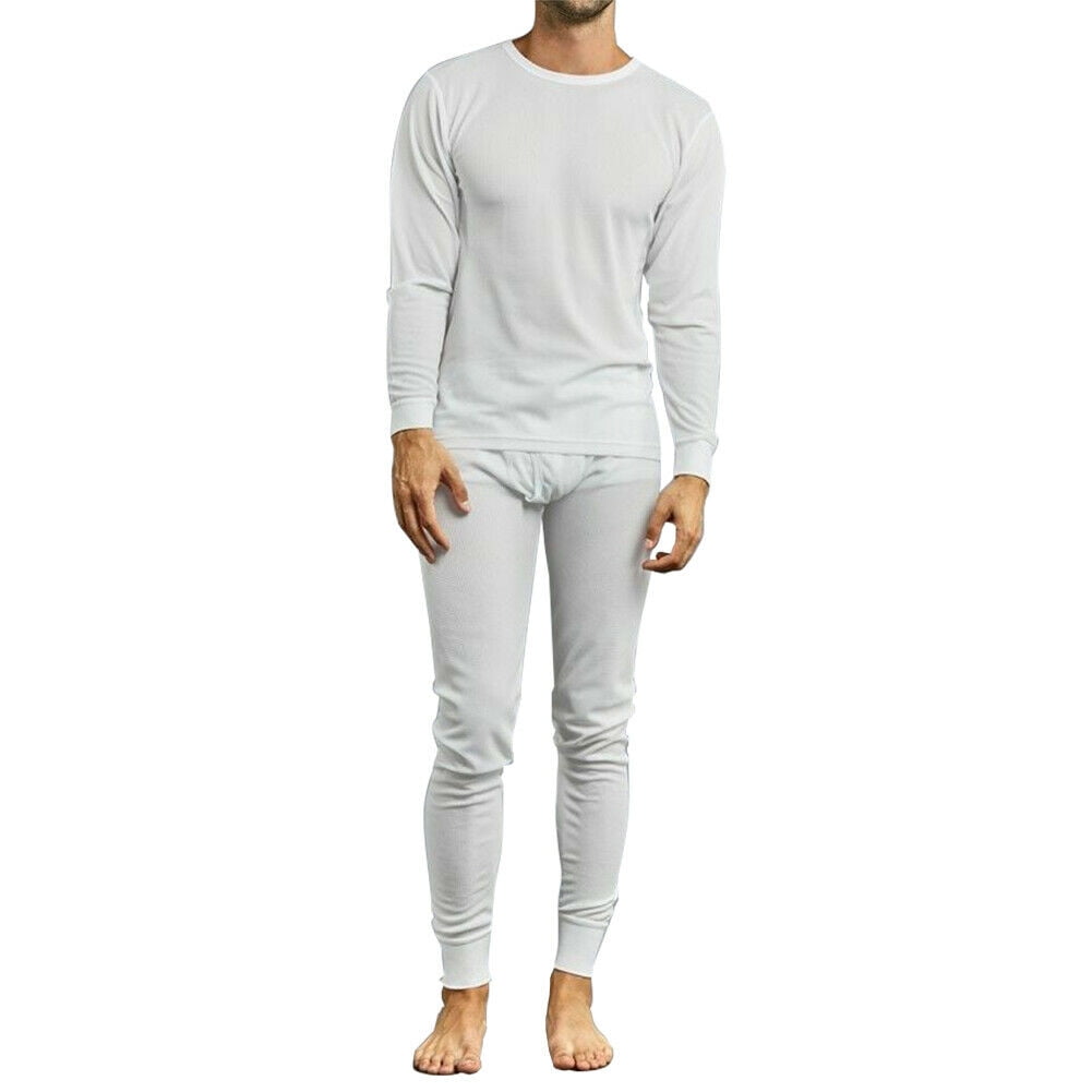 Thermal Long Sleeve Round Neck T-shirt&Long Johns Trouser for Men's Charcoal-L 
