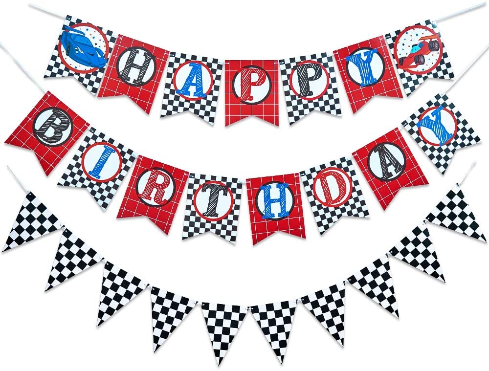 red and black banner happy birthday banner Race car banner car banner cars birthday party decor,cars cars party cars birthday banner