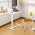 thumbnail image 2 of CONCETTA Rolling Overbed Table, MDF Particleboard, Adjustable Height, Mobile Laptop Drafting Desk with Overbed Table and Wheels, White, 2 of 9