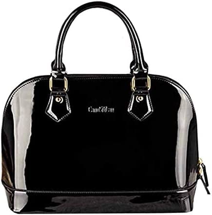 QWZQDZGR Qwzndzgr Dome Satchel Handbag Patent Leather Bag Candy Color Jelly Shoulder Bag Tote, Adult Unisex, Size: One size, Black