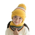 thumbnail image 2 of 3 in 1 Winter Knitted Beanie Hat Mouth Neck Warmer Set for Girls Boys Kids, Warm Fleece Lined Ski Caps with Pompom, 2 of 8