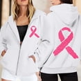 thumbnail image 2 of Women Sherpa Lined Sweatshirt for Cancer Awareness 2025 Fall Zip Pullover Oversized Crew Neck Hoodies Fashion Outfits Winter Clothing (White, XXXL), 2 of 6