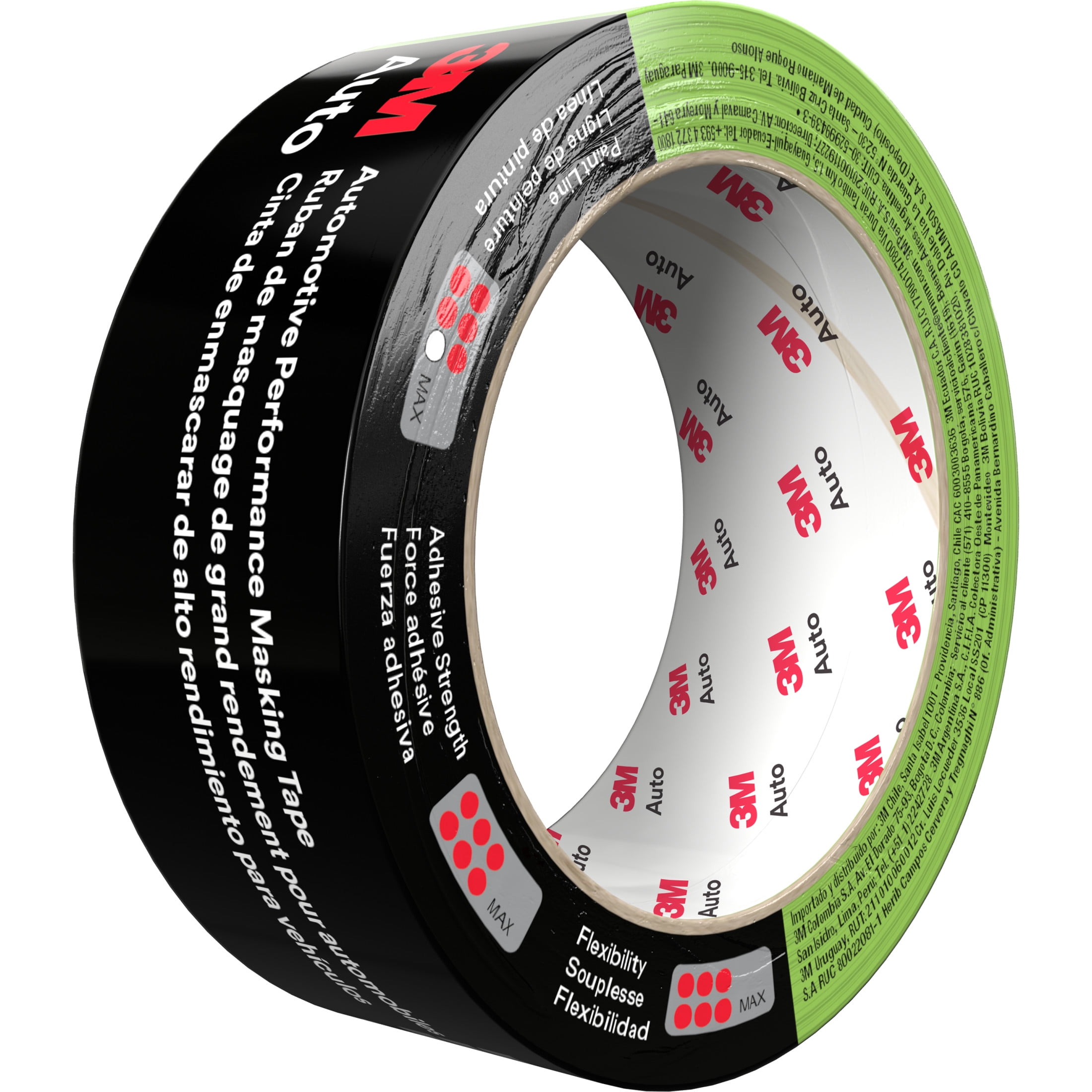 KREFINISH Green Automotive Masking Tape - 1.41" X 60 Yards, 3 Rolls, Heat Resistant & No Residue