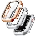 thumbnail image 1 of [2 Pack] Étui Protecteur d'Écran Bling pour Apple Watch 40mm Série 6 5 4 SE, Couverture Rigide Transparente Pailletée pour Femmes Compatible avec Accessoires iWatch 40 mm, Or Rose+argent, 1 of 5