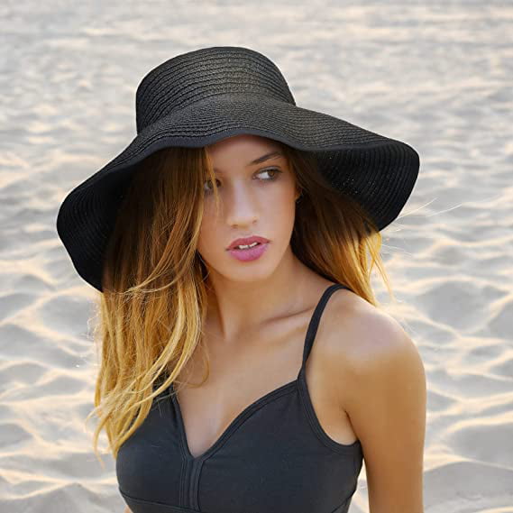 Sun Visor for Women - Wide Brim Roll-up Straw Hat Women Beach Visor Hats  for Women UV Protection Foldable Sun Hat Women Beach Hat