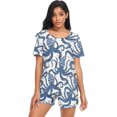 thumbnail image 2 of Womens Pajama Sets Short Sleeve Sleepwear with Pockets,Multicoloured01 Blue Octopus, 2 of 5
