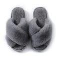 thumbnail image 5 of NineCiFun Women's Fuzzy Slippers Slip on Cross Band Slippers Memory Foam House Slippers Open Toe Sandals for Outdoor Indoor，Grey，Size 9-10US, 5 of 9