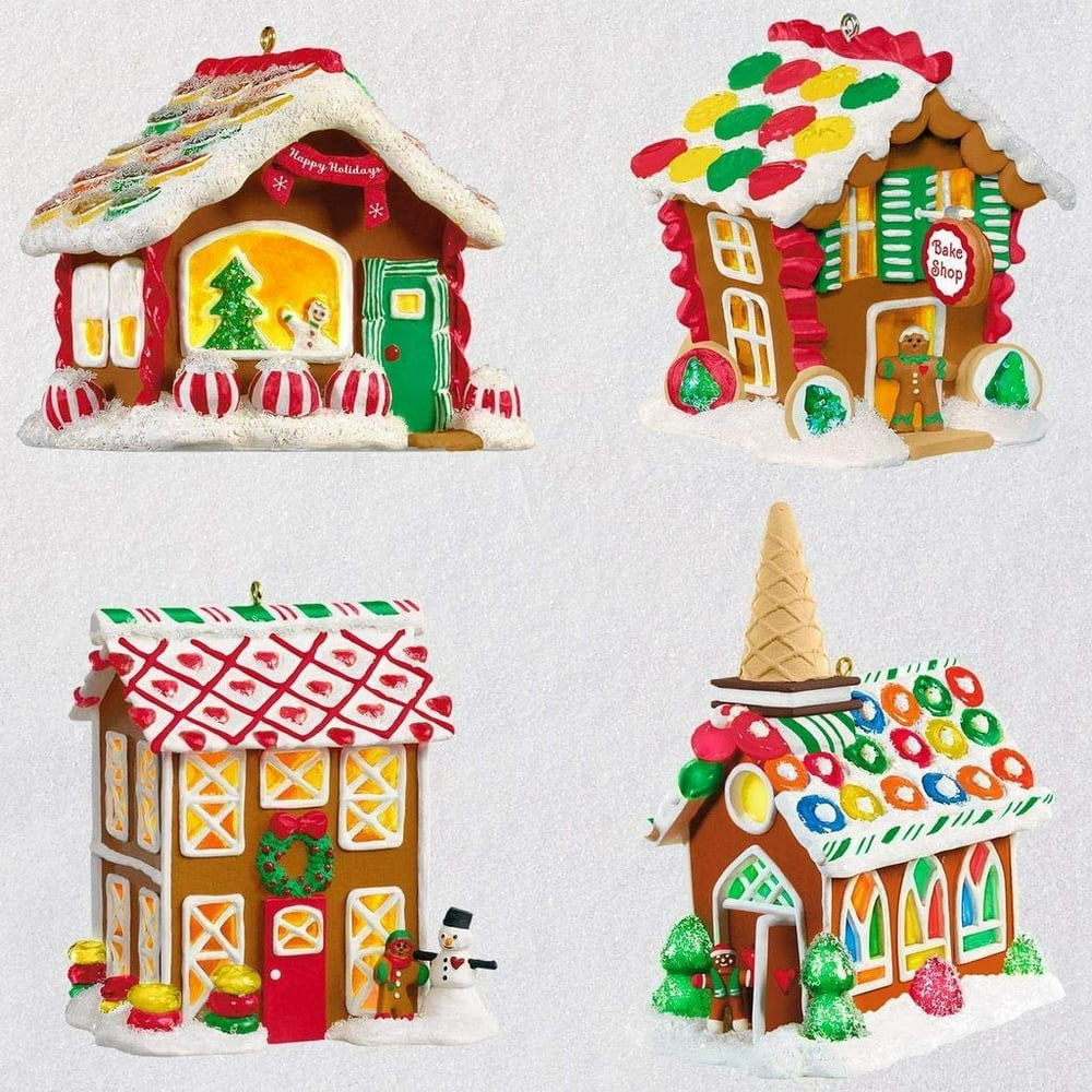 Hallmark Gingerbread Village Ornaments with Light, Set of 4 Walmart