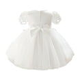 thumbnail image 4 of Toddlers Kids Girls Summer Dress Puff Sleeve Round Neck Solid Color Lace Elegant Mesh Tutu Dresses For Wedding Party,White,12-24 Months, 4 of 9