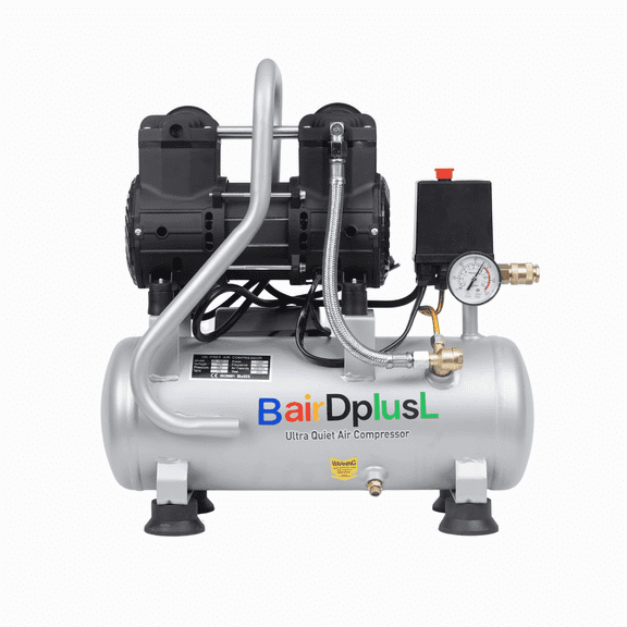 3.2 Gallon Ultra Quiet Air Compressor 110V/60Hz 1.5HP 8.8CFM, MAX 115PSI Steel Tanks Oil-Free 70dB Noise Level Light & Quiet Portable Air Compressor with Wheels for Auto Repair