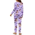 thumbnail image 3 of Yuyamidu 2 Pack Purple Pajama for Women Cute Corgi Pajamas Shirt & Pants Set with Pockets Halloween Daily Homewear Crew Neck Sleepwear Nightwear Size S, 3 of 7