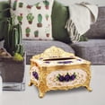 thumbnail image 3 of Elegante soporte para caja de pañuelos, dispensador Rectangular, organizador de cubierta de caja de papel de pañuelos faciales para , , Oro Púrpura Gloria Cubierta de papel de seda, 3 of 8