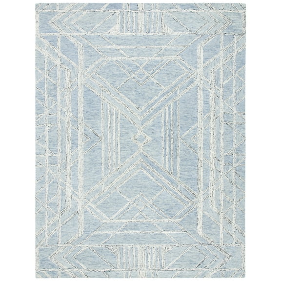 SAFAVIEH Micro-Loop Randall Geometric Area Rug, Light Blue/Ivory, 8' x 10'