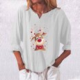 thumbnail image 2 of Camiseta de manga larga suelta de algodón informal con estampado navideño con cuello en V para mujer Pompotops gfhjh5852, 2 of 4