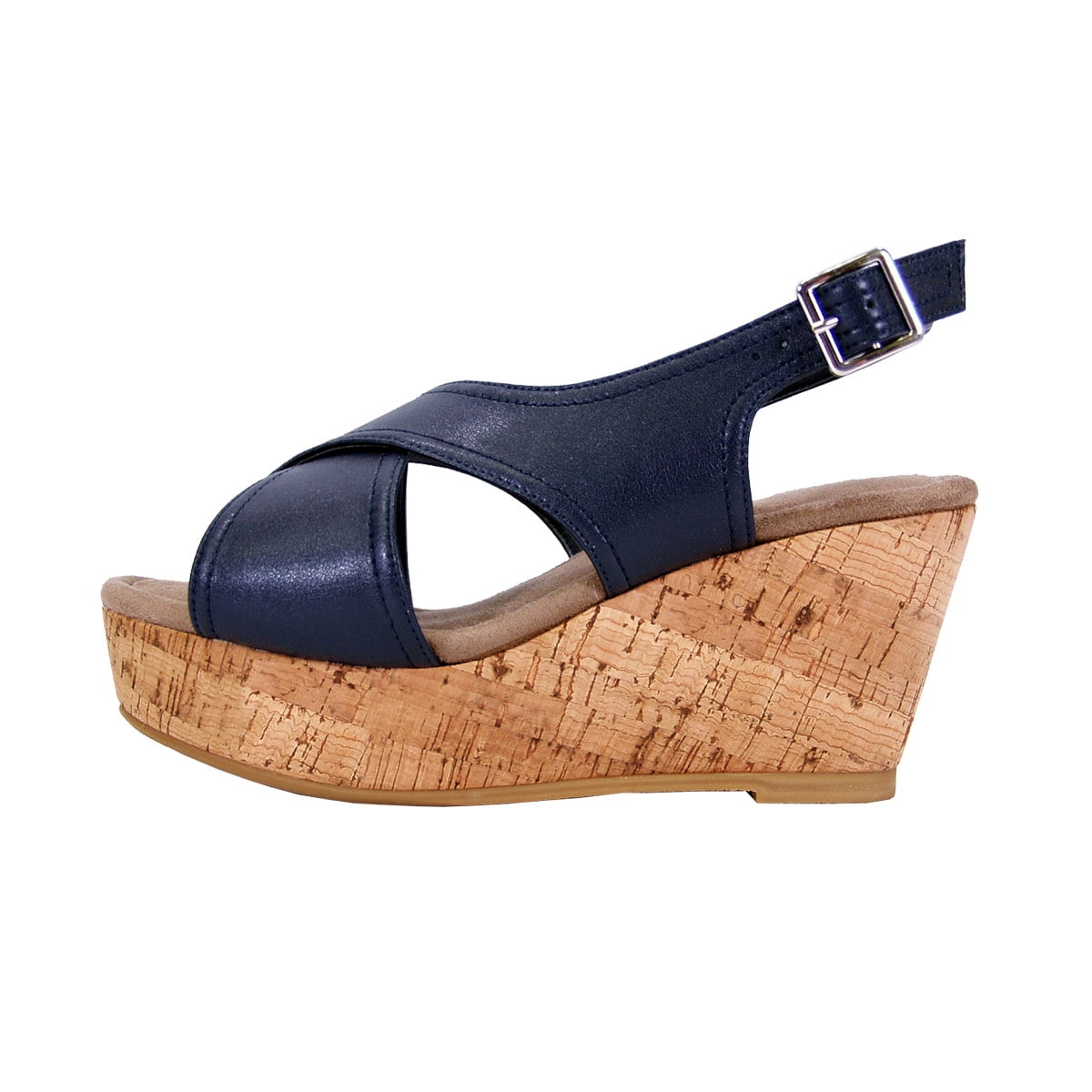 FUZZY Anya Women Extra Wide Width Platform Corkscrew Wedge High Heel Slingback