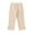 Beige, variant on Girls Kids Summer Solids Trousers Linen Split Hem Button Side Pocket Pants
