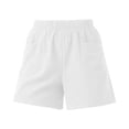 thumbnail image 6 of Ihhxva Cotton Shorts for Women Relaxed Fit Elastic Waist Solid Color with Pockets Adjustable Stretchable Summer Exterior Pocket Mid Rise Flat Front Casual Beach Workout Lounge S-2XL, 6 of 7