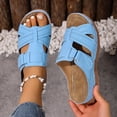 thumbnail image 3 of Rokment Wedges Sandals for Women Beach Summer Comfortable Leather Orthopedic Arch Support Walking Slides Plantar Fasciitis Recovery Dress Slip on C Size 9.5, 3 of 7