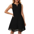 thumbnail image 2 of Trendy SMihono Women's Summer Sleeveless Mini Dress V Neck Hollow Out Eyelet High Waist A Line Swing Short Party Dresses Black XL, 2 of 9