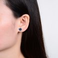 thumbnail image 3 of Sterling Silver with Color Changing Alexandrite and Natural White Topaz Halo Stud Earring, 3 of 3