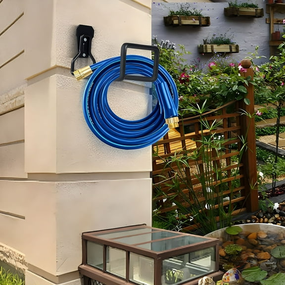 LAMIRO Hose Holder Wall Mount - Metal Garden Hose Holder - Heavy Duty Water Hose Holder - Hose Reel Holds Up to 150Ft - Durable Hooks for Garage Outside