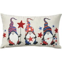 Mina Victory Holiday Pillows Americana Gnomes Multicolor 12" x 21" Throw Pillow