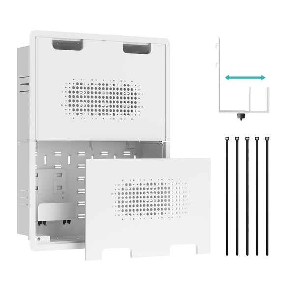 PEGZONE 17" In-Wall Media Box, Recessed Outlet Wall Enclosure, Structured Media Box for One Connect & Network Switches, Fire TV Stick Compatible, Cable Management Kit