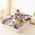 thumbnail image 4 of Manfei Cartoon Rainbow Love Twin Fitted Sheet, Watercolor Graffiti Art Bedding, Cream Blue, 2 Pieces, 1 Fitted Sheet and 1 Pillowcase, 4 of 6