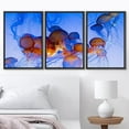 thumbnail image 3 of wall26 Framed Canvas Print Wall Art Set Vibrant Underwater Orange Blue Jellyfish Sea Nature Animals Photography Realism Rustic Landscape Colorful for Living Room, Bedroom, Office - 24"x36"x, 3 of 5