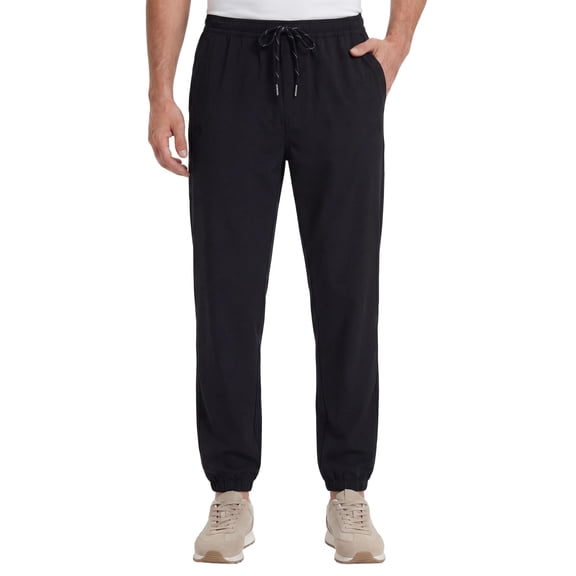 Pdbokew Men's Lightweight Hiking Pants Breathable Sports Outdoor Jogger Pants with Elastic Waist Black 34