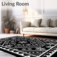thumbnail image 2 of ODIKA 4'x6' Machine Washable Non-Slip Area Rug, Nordic Snowflake Medallion with Subtle Lattice Accents High Traffic Rug with Pad, Black, 738392, 2 of 8