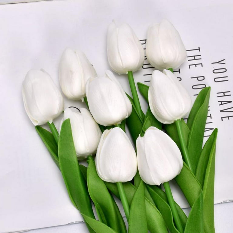 5 Pcs Artificial Flowers Faux Tulip Stems Real Feel PU Tulips for Easter  Spring Wreath Wedding Bouquet Centerpiece Floral Arrangement Cemetery Table
