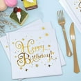 thumbnail image 3 of Servilletas de feliz cumpleaños, paquete de 30 servilletas de cumpleaños, servilletas de papel, para hombres, mujeres, niñas, decoración de fiesta de cumpleaños (blanco/dorado), 3 of 5