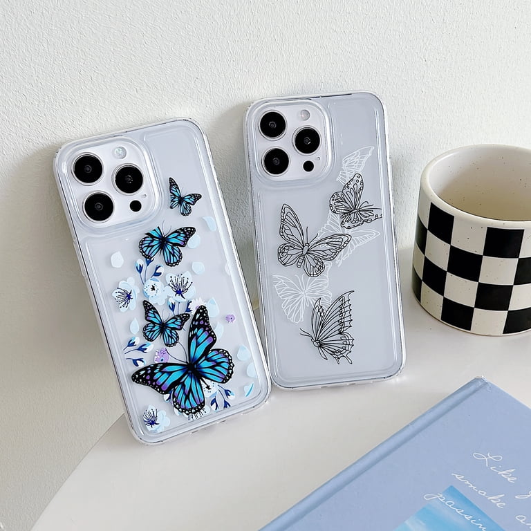 Cute Clear Case for iPhone 13 Pro, Colourful Butterflies Pattern