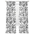 thumbnail image 2 of Black Flower Semi Sheer Curtains 108 Inch Length 2 Panels Set, Vintage Farmhouse Boho Leaf Spring Plant Sheer Kitchen Curtain Privacy Voile Window Curtain for Living Room Bedroom Rod Pocket Drapes, 2 of 7