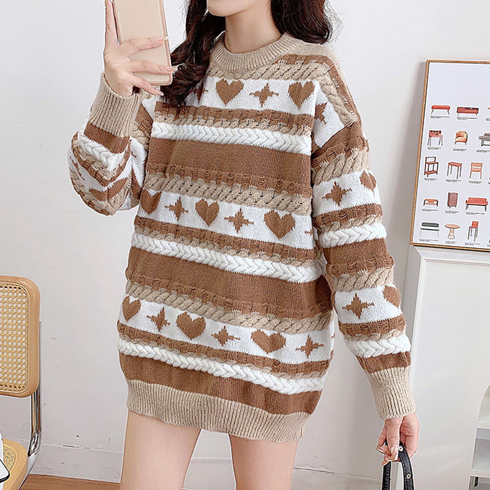 Women's Pullover Sweaters Oversized Women's Autumnu0026Spring Vintages Day Love  Pattern Knit Sweater Soft And Sweaters for Grandma Fall Sweatshirts for  Women Fall Shirts for Men Pullover 1 4 Zip Men - Walmart.com