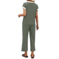 thumbnail image 4 of Womens 2 Piece Sets Fall Outfits Lounge Set V Neck Wide Leg Pants Matching Sets, for Work and Casual with Pockets, 4 of 7
