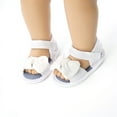 thumbnail image 4 of Fortune Baby Girl Sandals Summer Solid Stripe Bow Knot Flat Princess Shoes, 4 of 8