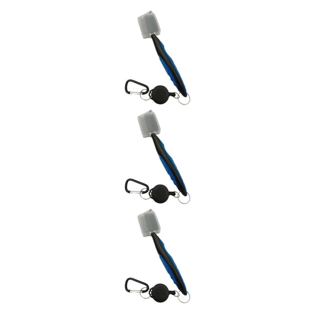VONKY Stainless Steel Golf Club Brush Portable Handheld Replacement Solid Color Telescopic Double-sided Ball Brushes Blue with Lid 3Set